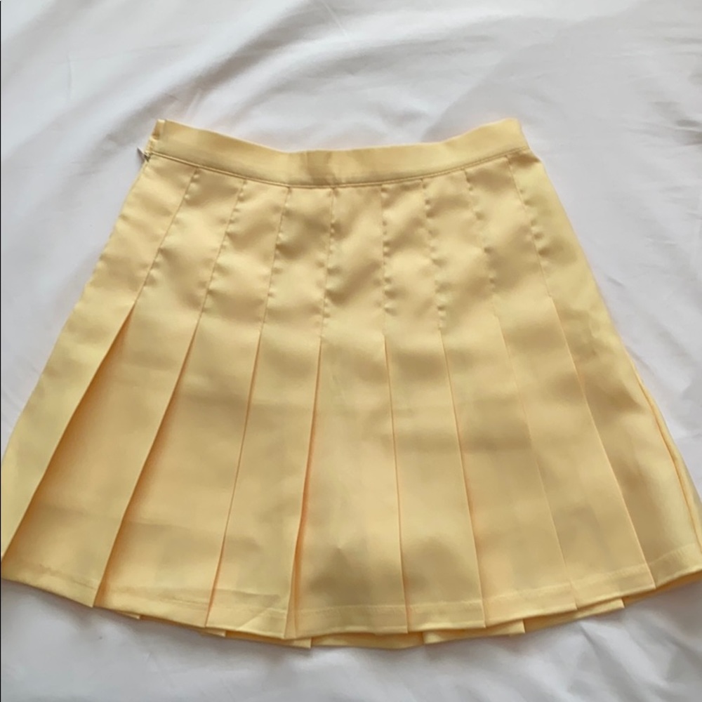 Pastel Yellow Pleated Skirt